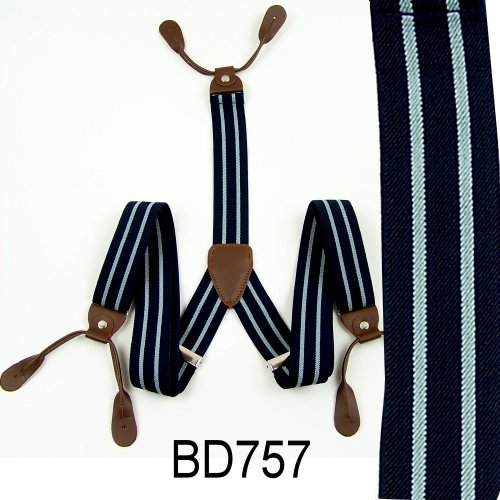 New Mens Adjustable Button holes Unisex suspenders blue stripe womens braces BD757