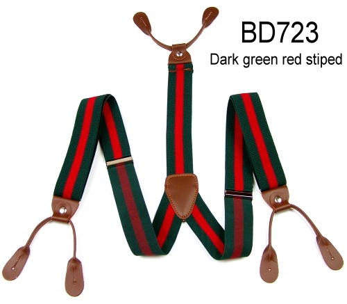 New Mens Adjustable Button holes Unisex suspenders red green striped womens braces BD723