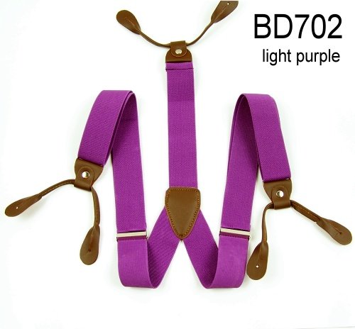 New Mens Adjustable Button holes Unisex suspenders Solid purple womens braces BD702