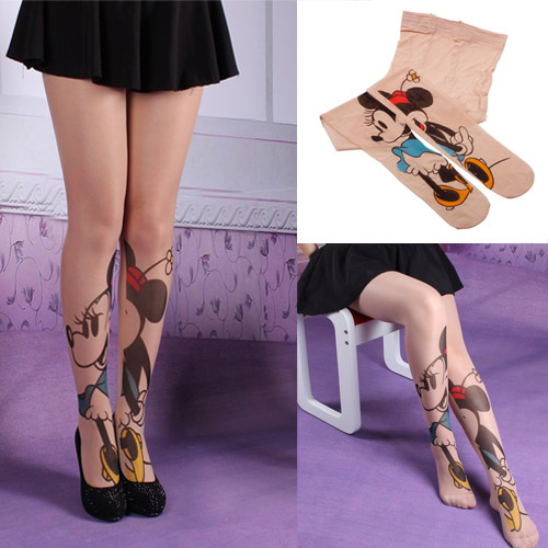 New Mouse Pattern Transparent Tattoo Pantyhose Stockings Tights Leggings    [23531|01|01]
