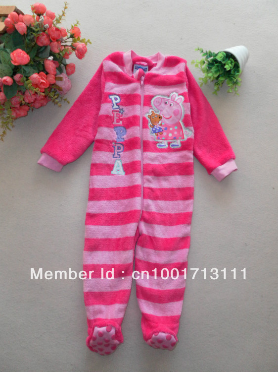 NEW Peppa Pig pink Striped girl romper sleepsuit pajamas all in one many sizes big sizes available