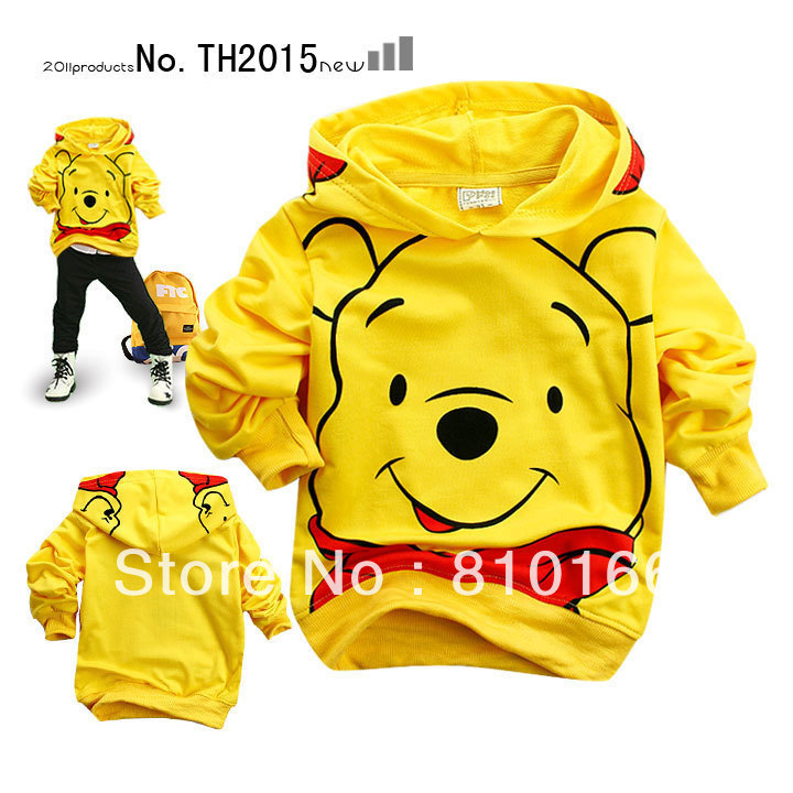 new Pooh bear childrens clothing boy's girl's top shirts Hooded Sweater hoodie whole suits outfits