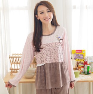 New product lovely female long sleeve cotton pajamas leisure wear suit