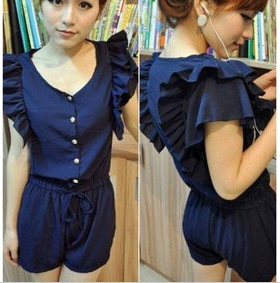 new Promotions!2012 hot summer Fashion trendy casual women Jumpsuits Flounced chiffon piece shorts