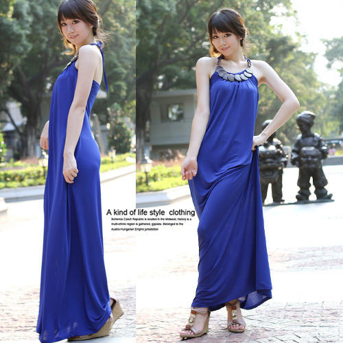 new Promotions!2012 hot summer Fashion trendy women ladies clothes Bohemian Chiffon long skirt beach skirt Dress Lanyard neck