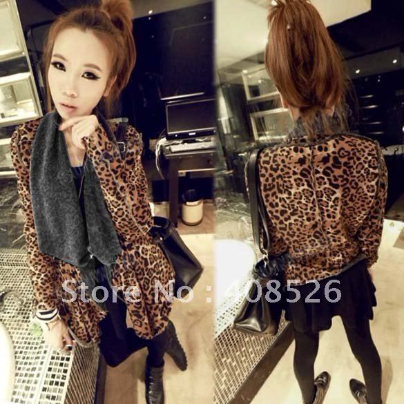 New promotions!2012 new hot Fashion Women's Long Sleeve irregular Leopard Fashion Suit Coat Jacket outwearfree shipping 6495