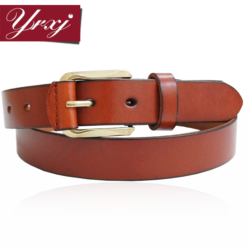 New quality buckle glossy solid color cowhide women's waist of trousers belt all-match genuine leather strap Women bj071