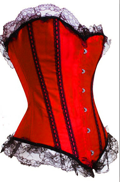 New Red satin basque corset busiter lace up boned lingerie bodyshaper drop ship S-2XL