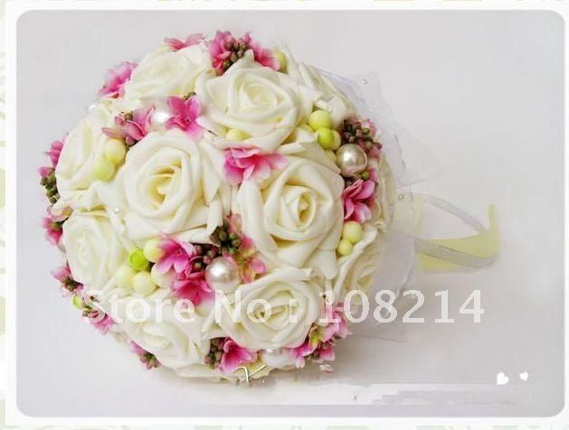 New sale Artificial wedding rose with pink and blue colors wedding flower bouquet for party,Favor part
