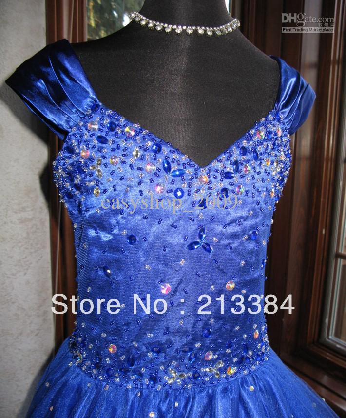New Sale Royal Blue Girls Pageant Ball Gown Dress H012
