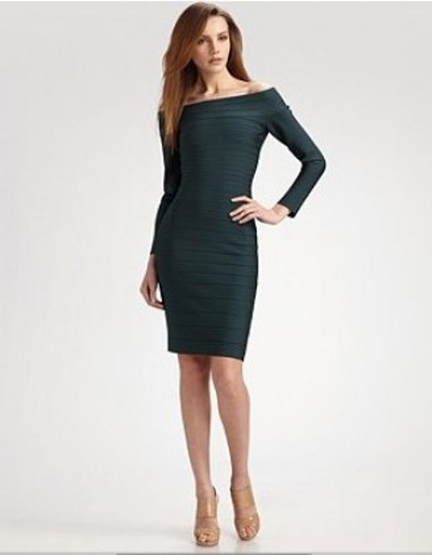 New Sexy Aristocratic Women Bandage Bodycon Dress Fashion DarkGreen Long Sleeve Cocktail Formal Evening Party Dress