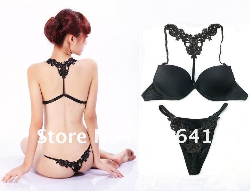 New Sexy Frontfastening Y Shape Back Push Up Bra Sets With G-string 5 Colours Black/Red/Pink/White/Beige 32AA/A 34AA/A 36AA/A