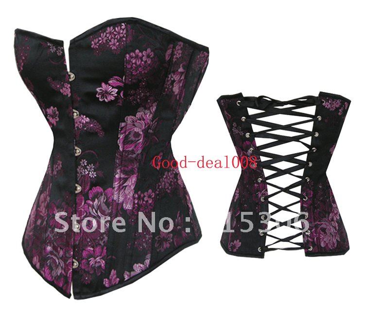 New Sexy lingerie Black with red flower corset , Freeshipping .
