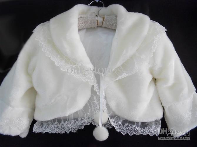 New Short Sleeves Winter Wrap Lace Elegant Faux Fur Wrap Wedding Wrap Wedding Jacket With Ball