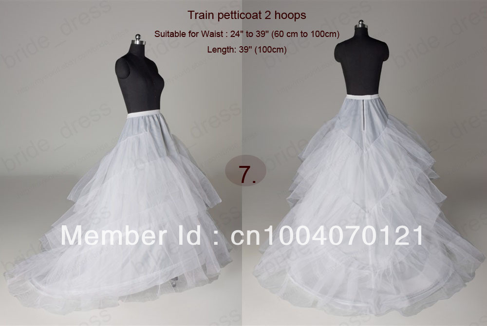 NEW Slip A line 2 hoop Chapel With Train Bridal Crinoline & Hoops Petticoat  XSG003