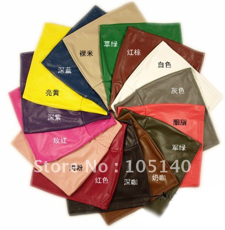 new soft sheepskin multicolour half-skirt basic skirt leather skirt short skirt faux leather skirt free shipping