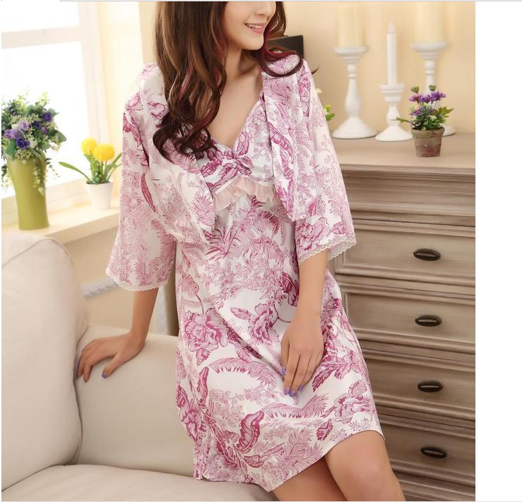 new special lady elegant embroidery emulation silk condole belt shawl twinset  silk suit leisure wear