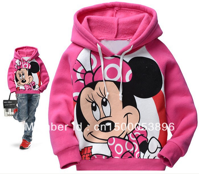 new sport pink minnie mouse printing childrens clothing boy's girl's top shirts Hooded Sweater hoodie coat overcoat topcoat