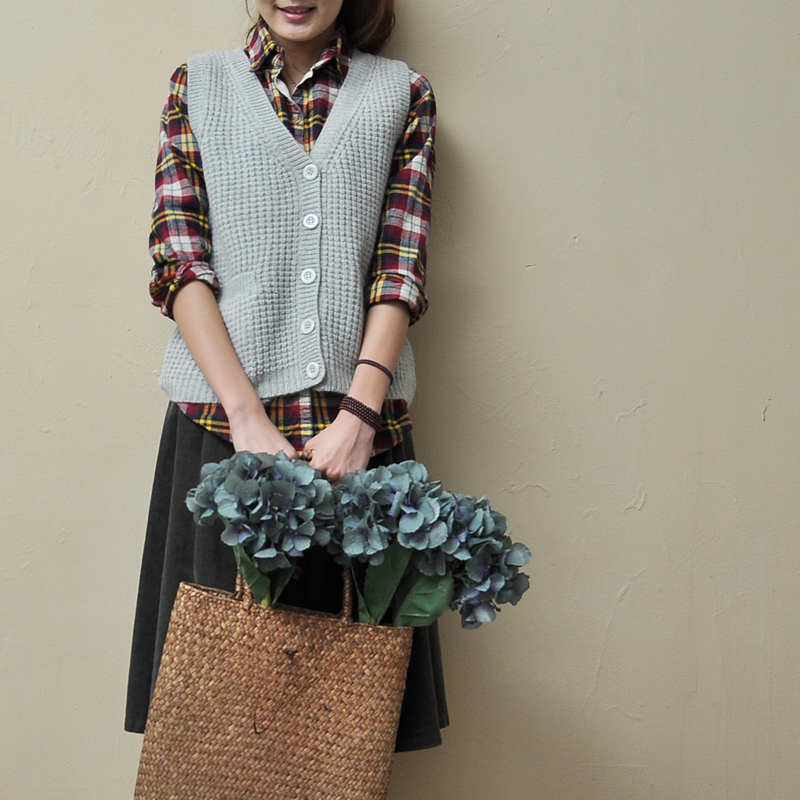 New Spring all-match loose female single breasted casual knitting wool vest women's woven vest multicolor Free shipping