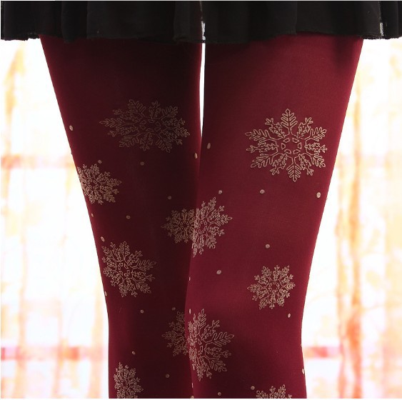 New spring design big snow flake lady pantyhose velvet stockings on wholesale