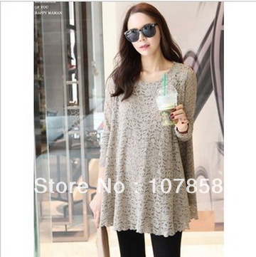 New Spring Fashion Round neck lace shirt long-sleeved T-shirt Maternity T-shirt Pregnant women wear Maternity Tops #YZ478