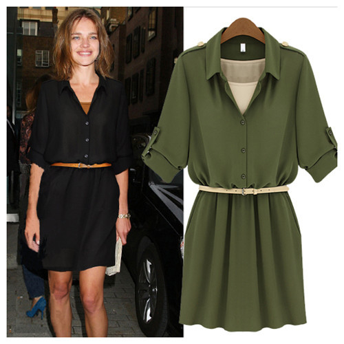 New Star Style Quality High Waist Collar Long-sleeved Dress False Twinset Lantern Skirt S M L XL sl12120607