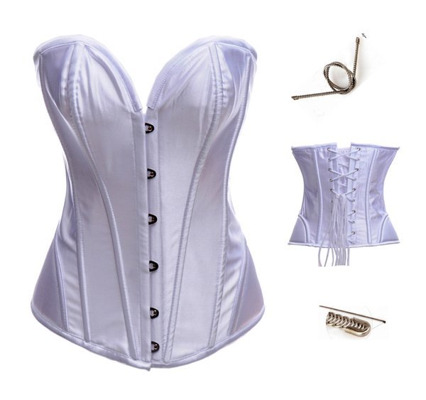 New steel bone Sexy lingerie overbust  Corsets  satin white 8301