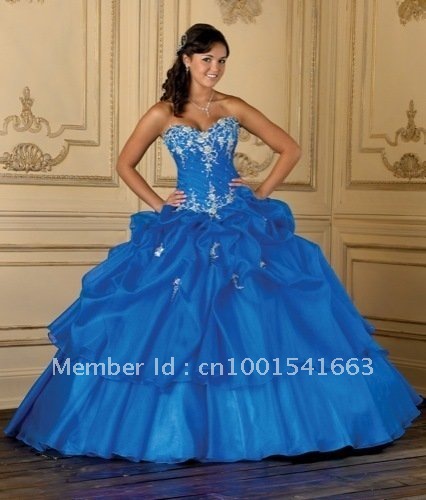 New Stock 2012 Blue Prom Dress Quinceanera Dreses Size 4 6 8 10 12 14 16