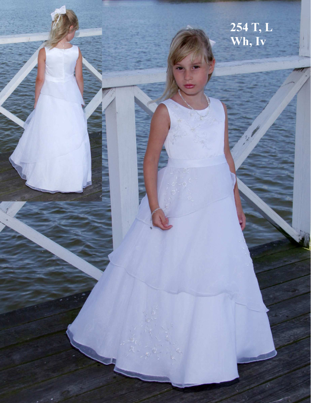 New Style A-line Scoop Neckline Floor Length Embroidered And Tiers For The Organza First Communion Dress