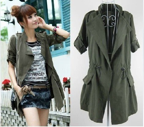 New style Autumn korea Plus Size women Slim Casual Coat Trench free shipping LJ119