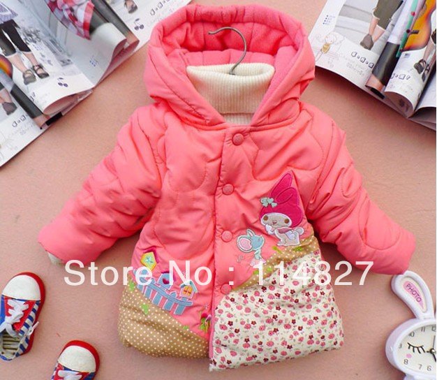 new style baby girl's clothing coat, children winter outerwear thicken coat .children's clothing, 4pcs/lot,free shipping