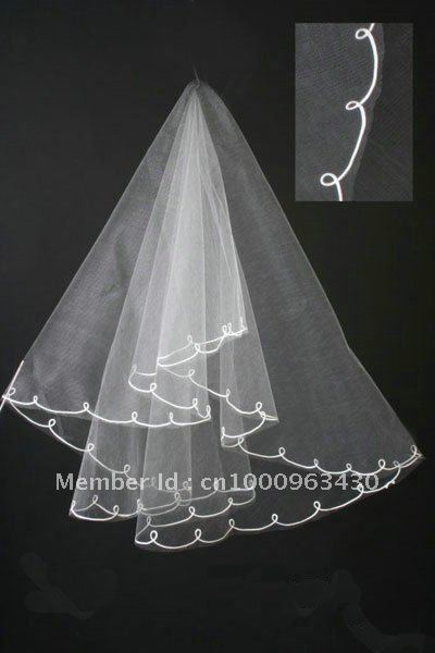 New Style Fashion Tempting Veils Match Wedding Dress Bridal Veils White One Layer Tulle Fbbric Short veil Ribbon Good Quality