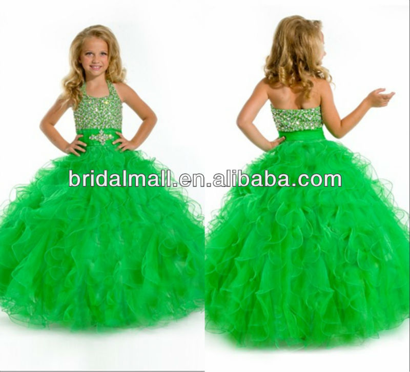 New style fresh green ball gown beaded floral bottom flower girl dresses prom dress pageant dress JY036