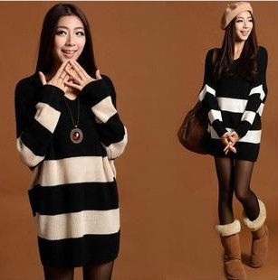 New Style,Lady soft long sleeve warm stripe knitting sweater V collar hoody