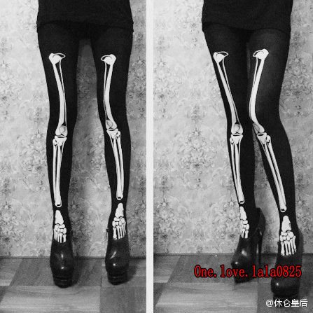 NEW STYLE PUNK Skeleton 2012 Fashion White Skeleton bone Cotton Thin leg Pantyhose ,Free ship to USA by ePacket