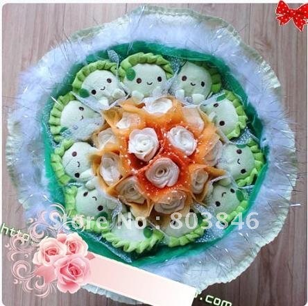 new style romantic green smile face bouquet for Wedding/Valentine/Birthday Gift 1set/lot Free shipping