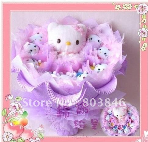 new style romantic Hello Kitty bouquet for Wedding,Valentine, Birthday Gift 1set/lot