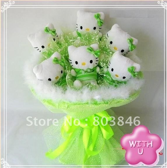 New style romantic Hello Kitty bouquet for Wedding,Valentine, Birthday ,graduate Gift 1set/lot