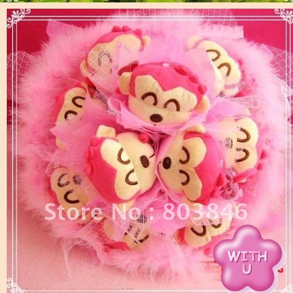 new style romantic KAPO monkey 9pcs/bouquet for Wedding,Valentine, Birthday Gift 1set/lot Free shipping