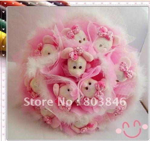 new style romantic pink Minnie Mouse bouquet for Wedding/Valentine/Birthday Gift 1set/lot