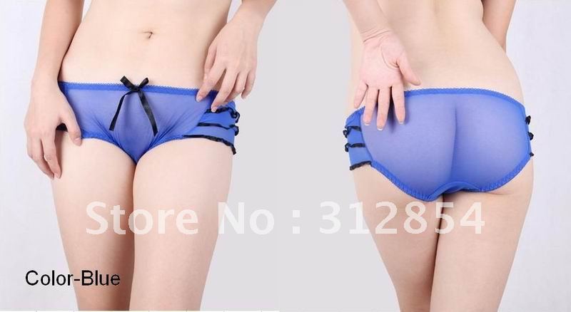 New Style Sexy Transparent Women Brief Black Purple Color Seamless Fashion 6pcs Chiffon Ladies Panties Free Shipping Nancy Peng