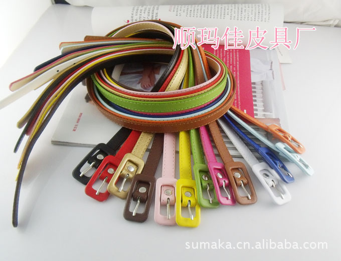 New Style Wholesale 50pcs Mixed Color PU Leather Fashion Candy Lady's Costume Belt Casual Waist Strap Free Shipping