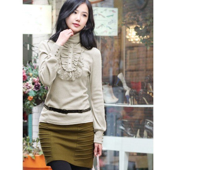 New style woman must have fashion lace Flouncing Sweater Knitwear (Drop Shipping Support!)Free shipping