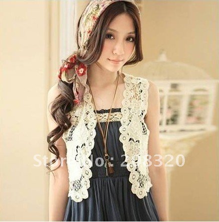New Style Women's Gorgeous Crochet Hollow Knit Vest Sweater 2012 Hot sale Samll Size