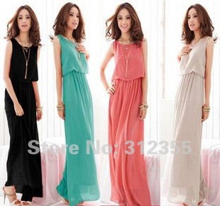 New Styles Women Chiffon Mopping the floor Long Skirt Elastic Waistband, Bohemia Chiffon dress, ladies' dress free shipping AK24