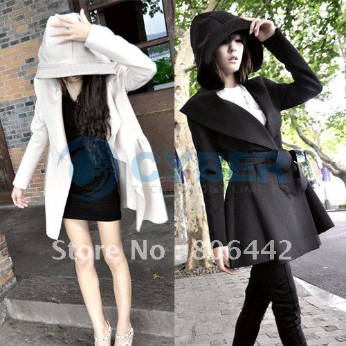 New Stylish Korea Women's Coat Hooded Trench Outerwear Dresses Style Tops Free Shipping