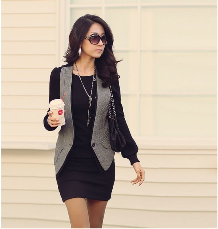 New Stylish Women's Lady Sexy Dress Casual Round Neck Long Sleeve Slim Black ,Free Shipping Dropshipping