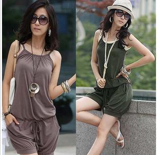 New summer Fashion Women's Casual jumpsuit overall rompers shorts black purple green khaki