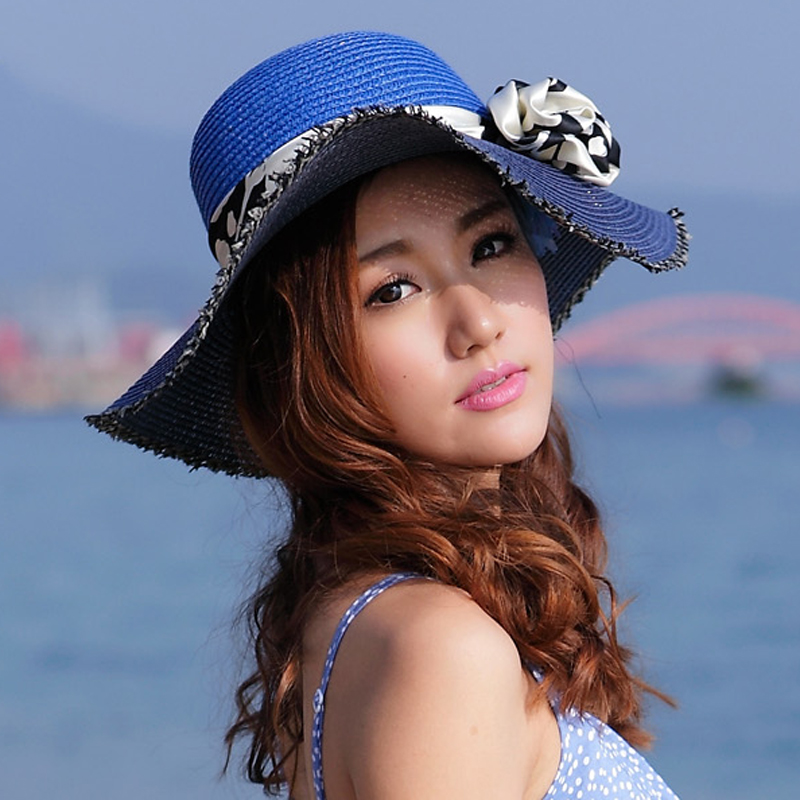 New sun hat sun hat beach hat Dayan Mao two-color large brimmed  straw hat beach essential F227