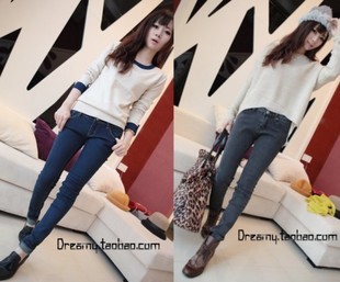 new super denim pencil pants dark grey color winter all-match